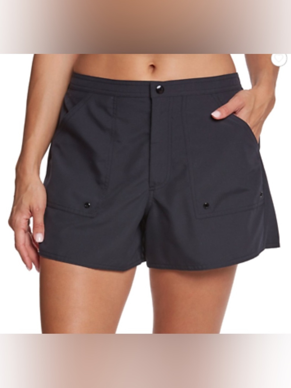 Maxine of Hollywood Black Board Shorts Lined Coastal Beach Vacation Size 12
